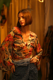 SILK WRAP TOP AURELIA LOTUS - sustainably made MOMO NEW YORK sustainable clothing, new slow fashion