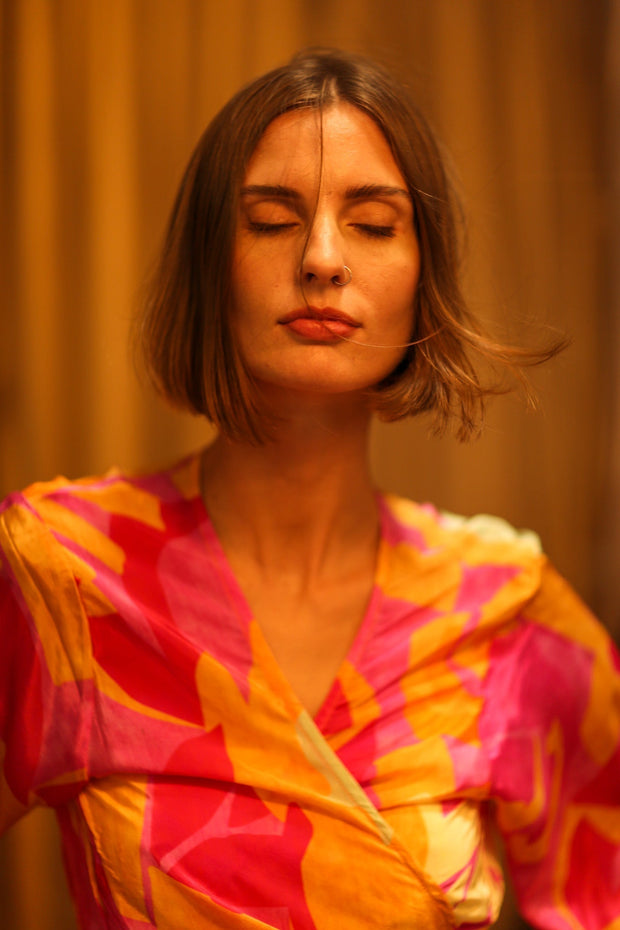 SILK WRAP TOP AURELIA URA - sustainably made MOMO NEW YORK sustainable clothing, new slow fashion
