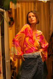 SILK WRAP TOP AURELIA URA - sustainably made MOMO NEW YORK sustainable clothing, new slow fashion