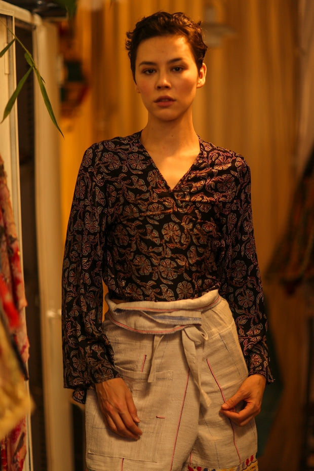 SILK WRAP TOP AURELIA VAVA - sustainably made MOMO NEW YORK sustainable clothing, new slow fashion