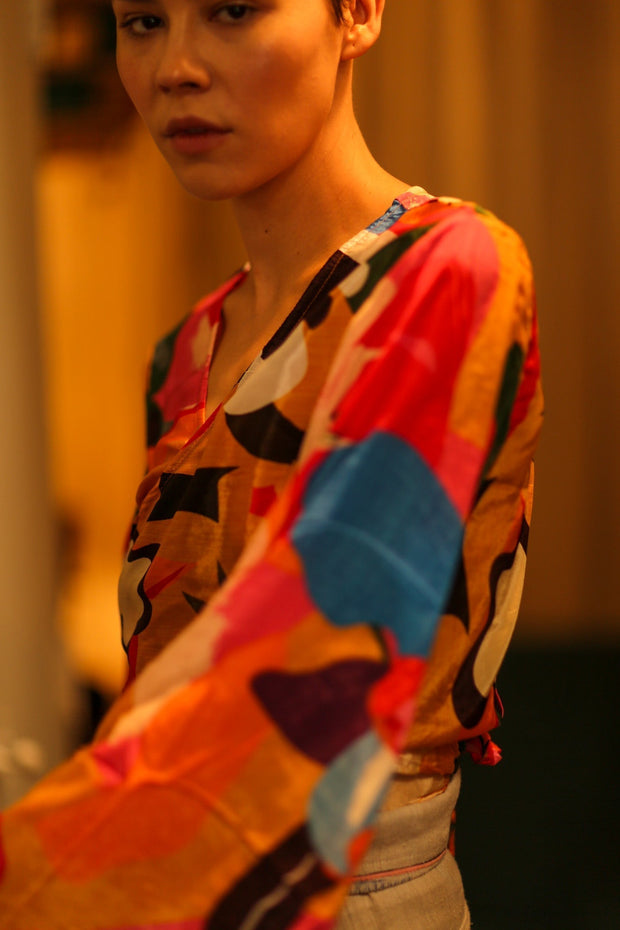 SILK WRAP TOP - sustainably made MOMO NEW YORK sustainable clothing, bestseller slow fashion