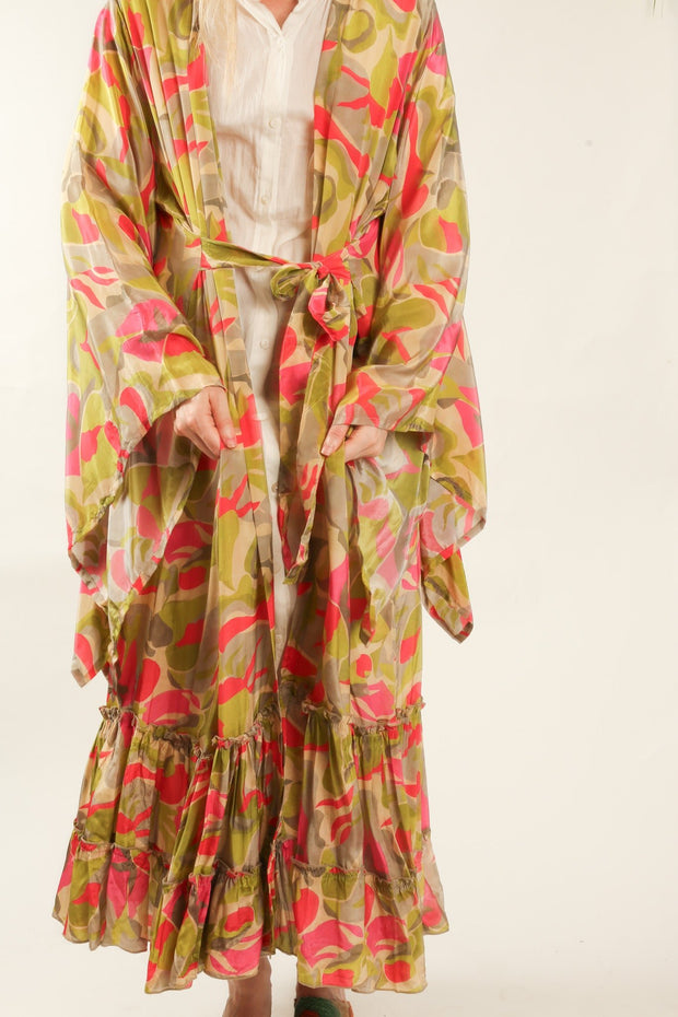 SILK XL KIMONO REEMA - sustainably made MOMO NEW YORK sustainable clothing, Kimono slow fashion