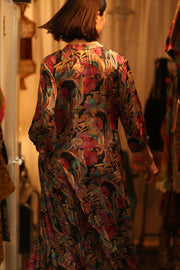 SUSIE SILK DRESS BLACK JUNGLE FEVER - sustainably made MOMO NEW YORK sustainable clothing, Boho Chic Dress slow fashion