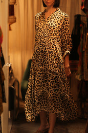 SUSIE SILK DRESS LEO - sustainably made MOMO NEW YORK sustainable clothing, Boho Chic Dress slow fashion