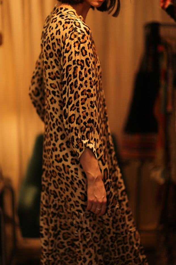 SUSIE SILK DRESS LEO - sustainably made MOMO NEW YORK sustainable clothing, Boho Chic Dress slow fashion