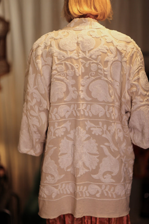 SUZANI KIMONO MONTY SNOW FLAKES - sustainably made MOMO NEW YORK sustainable clothing, embellished slow fashion