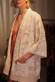 SUZANI KIMONO MONTY SNOW FLAKES - sustainably made MOMO NEW YORK sustainable clothing, embellished slow fashion