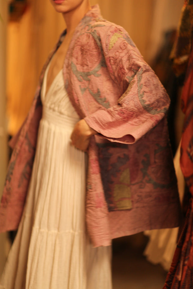 SUZANI SHORT KIMONO MONTY PINK ASSORTED - sustainably made MOMO NEW YORK sustainable clothing, coatandjacket slow fashion
