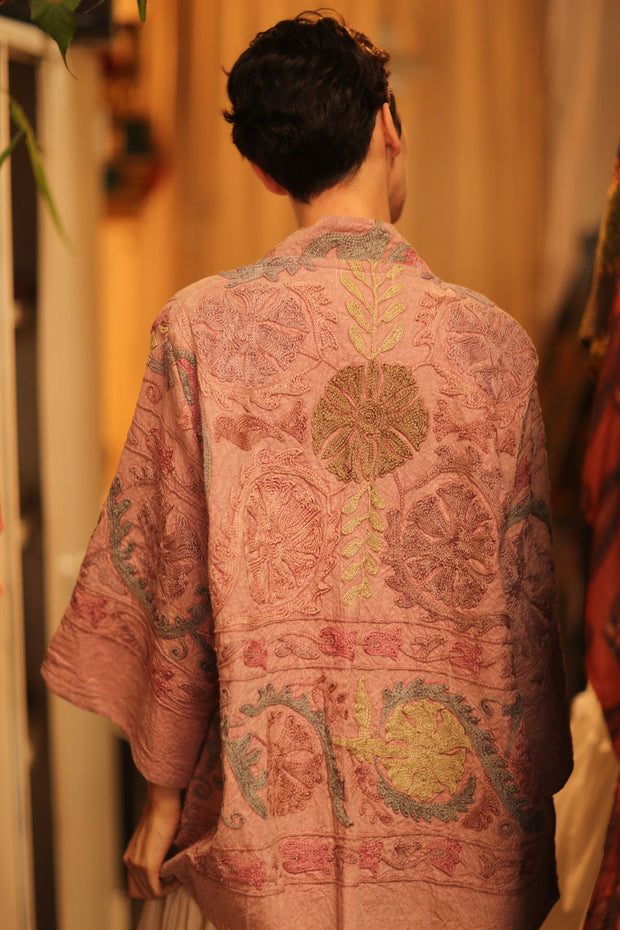 SUZANI SHORT KIMONO MONTY PINK ASSORTED - sustainably made MOMO NEW YORK sustainable clothing, coatandjacket slow fashion