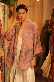SUZANI SHORT KIMONO MONTY PINK ASSORTED - sustainably made MOMO NEW YORK sustainable clothing, coatandjacket slow fashion