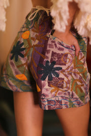 SUZANI SHORTS RAYA MOTI - sustainably made MOMO NEW YORK sustainable clothing, kantha slow fashion