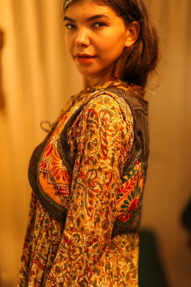 TENZIN HANDMADE EMBROIDERED GILET - sustainably made MOMO NEW YORK sustainable clothing, Coat slow fashion