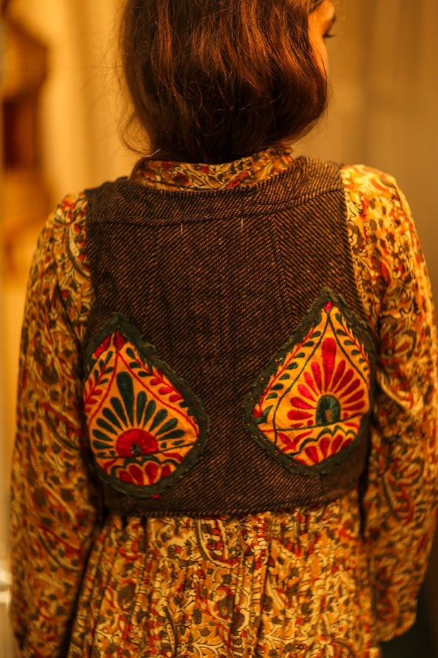 TENZIN HANDMADE EMBROIDERED GILET - sustainably made MOMO NEW YORK sustainable clothing, Coat slow fashion
