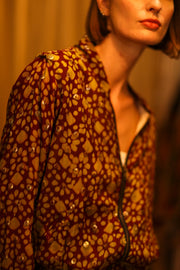 TOBIAS SILK EMBROIDERED BOMBER JACKET - sustainably made MOMO NEW YORK sustainable clothing, bomber slow fashion