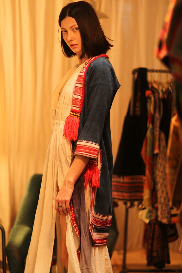 TRIBAL ARTISAN KIMONO RITU - sustainably made MOMO NEW YORK sustainable clothing, kimono slow fashion