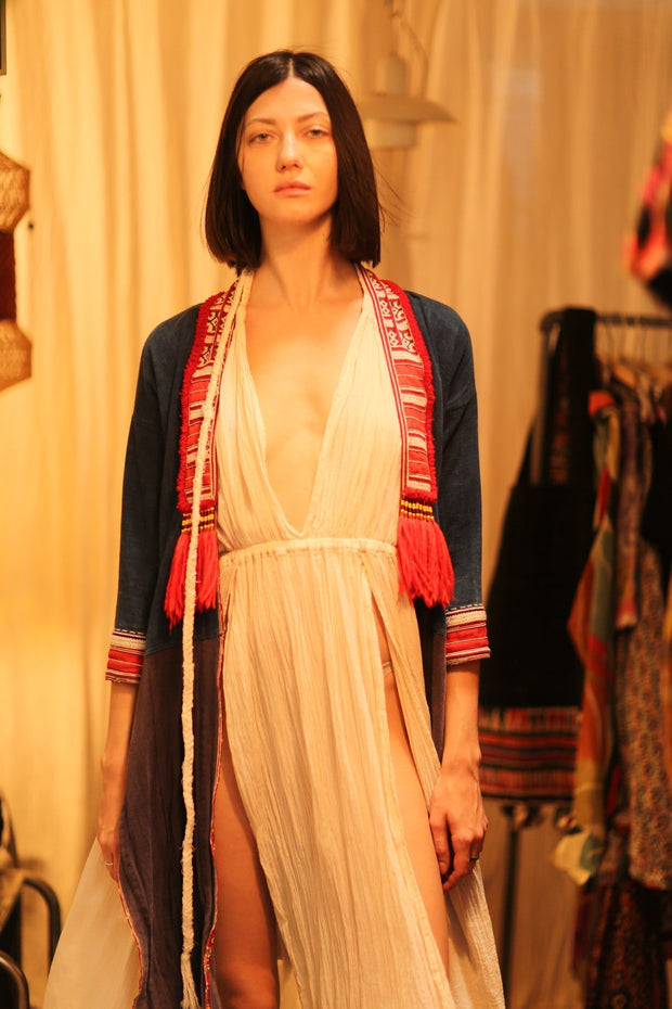 TRIBAL ARTISAN KIMONO RITU - sustainably made MOMO NEW YORK sustainable clothing, kimono slow fashion