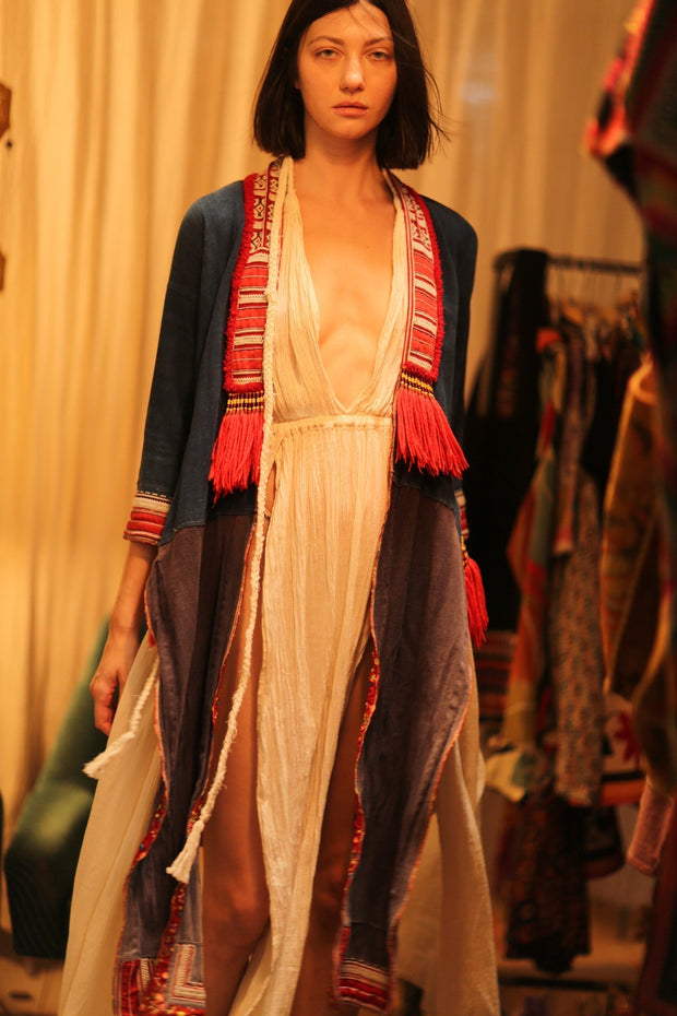 TRIBAL ARTISAN KIMONO RITU - sustainably made MOMO NEW YORK sustainable clothing, kimono slow fashion