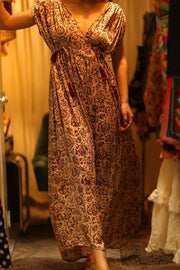 VICTORIA DRESS SILK CIRCUS RED - sustainably made MOMO NEW YORK sustainable clothing, Boho Chic Dress slow fashion