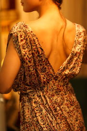 VICTORIA DRESS SILK CIRCUS RED - sustainably made MOMO NEW YORK sustainable clothing, Boho Chic Dress slow fashion