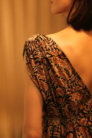 VICTORIA SILK DRESS CARNIVORE BLACK - sustainably made MOMO NEW YORK sustainable clothing, Boho Chic Dress slow fashion