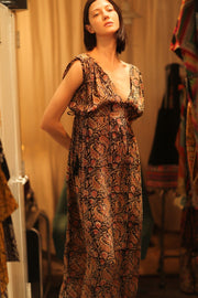 VICTORIA SILK DRESS CARNIVORE BLACK - sustainably made MOMO NEW YORK sustainable clothing, Boho Chic Dress slow fashion