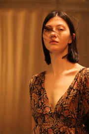 VICTORIA SILK DRESS CARNIVORE BLACK - sustainably made MOMO NEW YORK sustainable clothing, Boho Chic Dress slow fashion