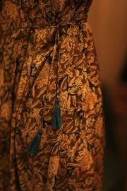 VICTORIA SILK DRESS CARNIVORE COFFEE - sustainably made MOMO NEW YORK sustainable clothing, Boho Chic Dress slow fashion