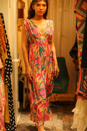VICTORIA SILK DRESS FLOWER BOMB - sustainably made MOMO NEW YORK sustainable clothing, Boho Chic Dress slow fashion