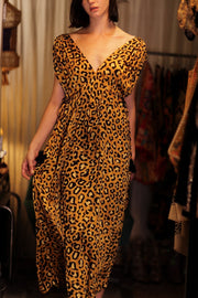 VICTORIA SILK DRESS LEO - sustainably made MOMO NEW YORK sustainable clothing, Boho Chic Dress slow fashion