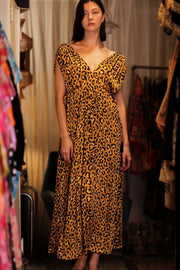VICTORIA SILK DRESS LEO - sustainably made MOMO NEW YORK sustainable clothing, Boho Chic Dress slow fashion