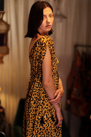 VICTORIA SILK DRESS LEO - sustainably made MOMO NEW YORK sustainable clothing, Boho Chic Dress slow fashion