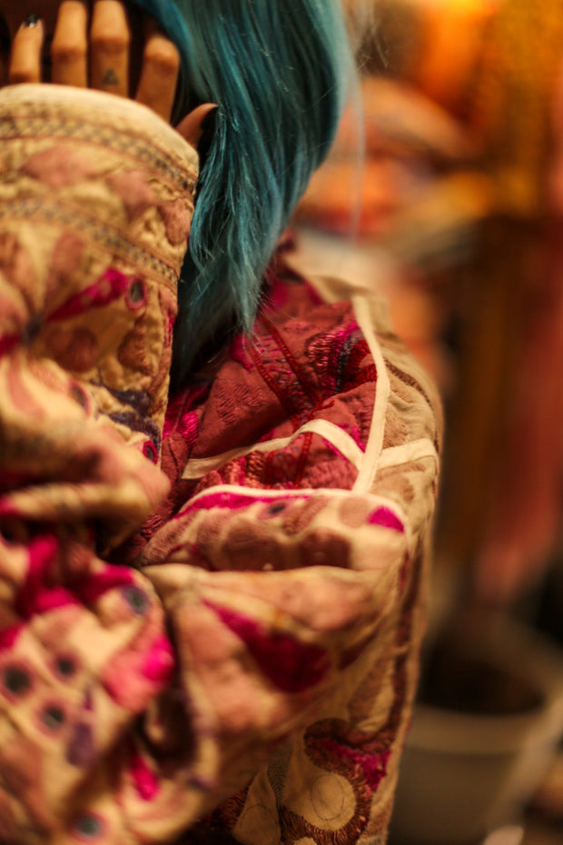 VINTAGE ANTIQUE FABRIC JACKET DEFNE - sustainably made MOMO NEW YORK sustainable clothing, bestseller slow fashion