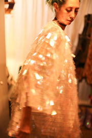 WHITE GLITTER KIMONO HEIKY - sustainably made MOMO NEW YORK sustainable clothing, bestseller slow fashion