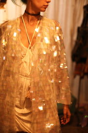 WHITE GLITTER KIMONO HEIKY - sustainably made MOMO NEW YORK sustainable clothing, bestseller slow fashion