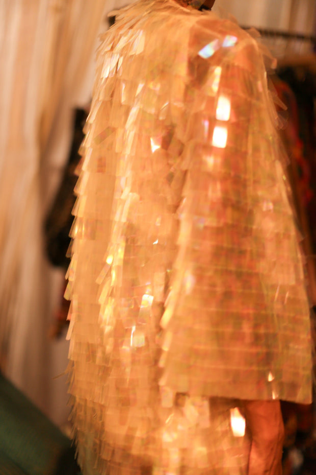 WHITE GLITTER KIMONO HEIKY - sustainably made MOMO NEW YORK sustainable clothing, bestseller slow fashion