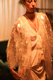 WHITE GLITTER KIMONO HEIKY - sustainably made MOMO NEW YORK sustainable clothing, bestseller slow fashion
