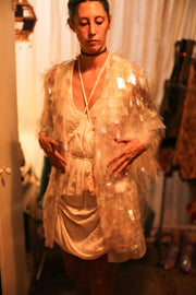 WHITE GLITTER KIMONO HEIKY - sustainably made MOMO NEW YORK sustainable clothing, bestseller slow fashion