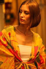 WING SILK KIMONO PINA MULTI - sustainably made MOMO NEW YORK sustainable clothing, bestseller slow fashion