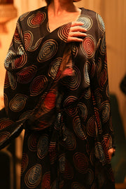 XL WING KIMONO PINA BLACK CIRCLE - sustainably made MOMO NEW YORK sustainable clothing, kimono slow fashion