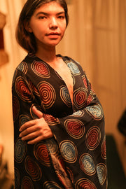 XL WING KIMONO PINA BLACK CIRCLE - sustainably made MOMO NEW YORK sustainable clothing, kimono slow fashion