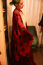 XL WING SILK KIMONO PINA RED CRICLE - sustainably made MOMO NEW YORK sustainable clothing, bestseller slow fashion