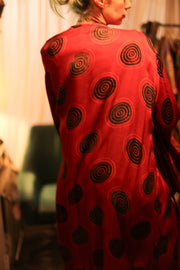 XL WING SILK KIMONO PINA RED CRICLE - sustainably made MOMO NEW YORK sustainable clothing, bestseller slow fashion
