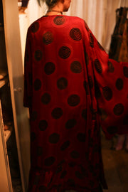 XL WING SILK KIMONO PINA RED CRICLE - sustainably made MOMO NEW YORK sustainable clothing, bestseller slow fashion