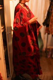 XL WING SILK KIMONO PINA RED CRICLE - sustainably made MOMO NEW YORK sustainable clothing, bestseller slow fashion