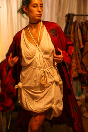 XL WING SILK KIMONO PINA RED CRICLE - sustainably made MOMO NEW YORK sustainable clothing, bestseller slow fashion