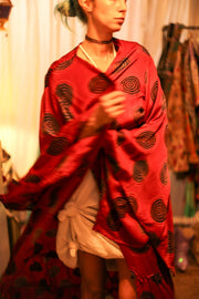 XL WING SILK KIMONO PINA RED CRICLE - sustainably made MOMO NEW YORK sustainable clothing, bestseller slow fashion