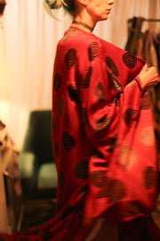 XL WING SILK KIMONO PINA RED CRICLE - sustainably made MOMO NEW YORK sustainable clothing, bestseller slow fashion
