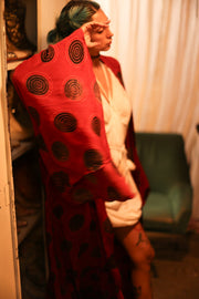 XL WING SILK KIMONO PINA RED CRICLE - sustainably made MOMO NEW YORK sustainable clothing, bestseller slow fashion