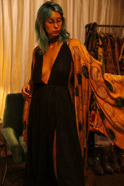 XL WING SILK KIMONO PINA YELLOW CIRLCE - sustainably made MOMO NEW YORK sustainable clothing, bestseller slow fashion