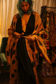 XL WING SILK KIMONO PINA YELLOW CIRLCE - sustainably made MOMO NEW YORK sustainable clothing, bestseller slow fashion
